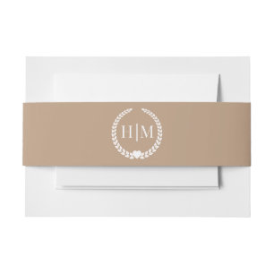 Eenvoudig minimalistisch rustiek champagne beige m uitnodigingen wikkel