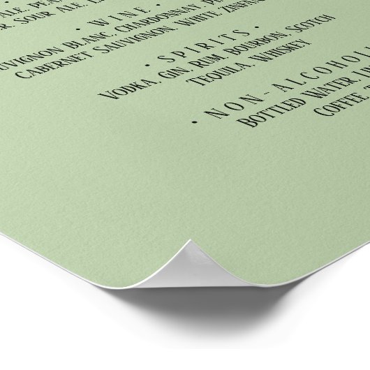 Eenvoudig minimalistisch|Sage Bruiloft Drinken Men Poster (Hoek)