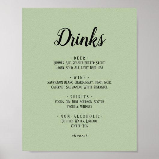 Eenvoudig minimalistisch|Sage Bruiloft Drinken Men Poster (Voorkant)
