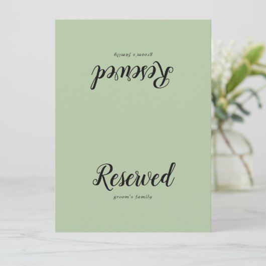 Eenvoudig minimalistisch|Sage Bruiloft Gereserveer (Staand voorkant)