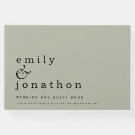 Eenvoudig minimalistisch Sage Green Wedding Gastenboek