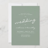 Eenvoudig minimalistisch Sage Green Wedding Kaart (Voorkant)