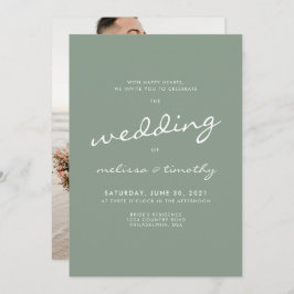 Eenvoudig minimalistisch Sage Green Wedding Kaart