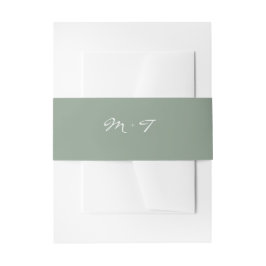 Eenvoudig minimalistisch Sage Green Wedding Uitnodigingen Wikkel