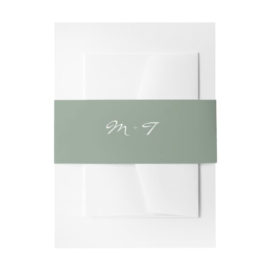 Eenvoudig minimalistisch Sage Green Wedding Uitnodigingen Wikkel (Voorkant Voorbeeld)
