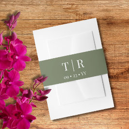 Eenvoudig minimalistisch Sage Green Wedding Uitnodigingen Wikkel