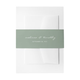 Eenvoudig minimalistisch Sage Green Wedding Uitnodigingen Wikkel