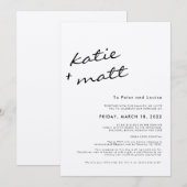 Eenvoudig Minimalistisch Schrift Zwart-Wit Huwelij Kaart (Voorkant / Achterkant)