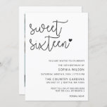 Eenvoudig minimalistisch script, 16-jarige foto I Kaart<br><div class="desc">Eenvoudig minimalistisch script 16 Birthday Photo Invitation</div>