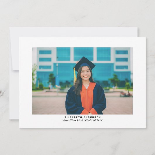 Eenvoudig minimalistisch script Afstuderen foto Af Bedankkaart (Voorkant)