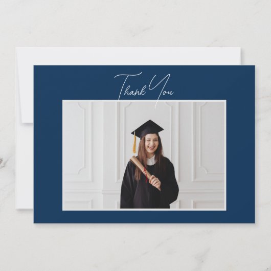 Eenvoudig minimalistisch script Afstuderen foto Af Bedankkaart (Voorkant)