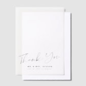 Eenvoudig minimalistisch script bruiloft bedankt o vellum uitnodigingen (Offset)