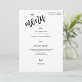 Eenvoudig minimalistisch script bruiloft menu (Staand voorkant)