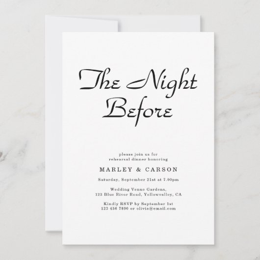 Eenvoudig minimalistisch script bruiloft repetitie kaart (Voorkant)