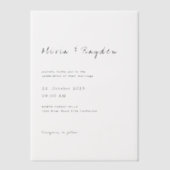 Eenvoudig minimalistisch script bruiloft vellum uitnodigingen (Voorkant)