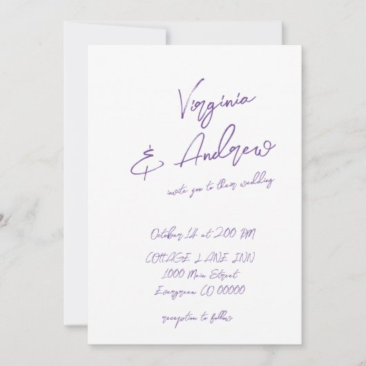 Eenvoudig Minimalistisch Script Calligraphy Weddin Kaart (Voorkant)