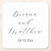 Eenvoudig Minimalistisch Script Calligraphy White Kartonnen Onderzetters (Voorkant)