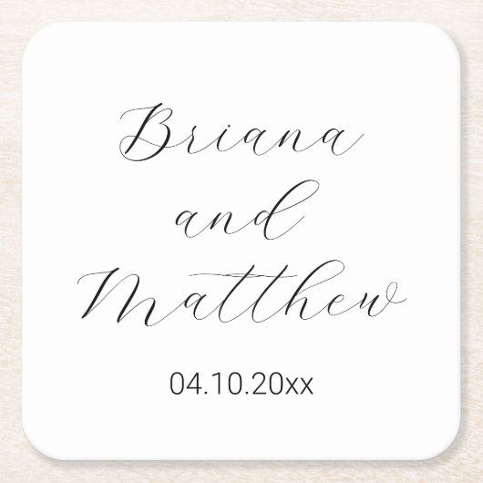 Eenvoudig Minimalistisch Script Calligraphy White  Kartonnen Onderzetters (Voorkant)