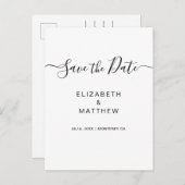 Eenvoudig minimalistisch script de datum opslaan aankondigingskaart (Voorkant / Achterkant)