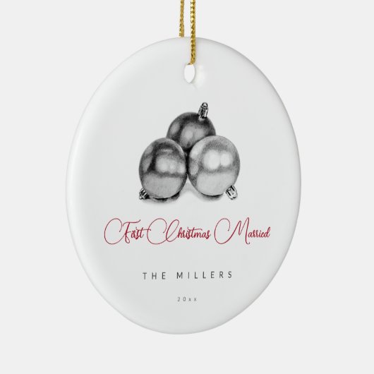 Eenvoudig minimalistisch script, eerste kerstgehuw keramisch ornament (Rechts)