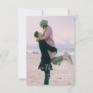 Eenvoudig Minimalistisch script en foto Save The Date
