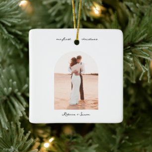 Eenvoudig Minimalistisch Script Foto Boho Boog Keramisch Ornament