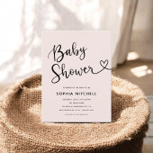 Eenvoudig minimalistisch script hart Baby shower Briefkaart