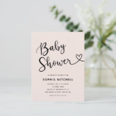 Eenvoudig minimalistisch script hart Baby shower Briefkaart (Staand voorkant)