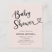 Eenvoudig minimalistisch script hart Baby shower Briefkaart (Voorkant)