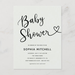 Eenvoudig minimalistisch script hart Baby shower Briefkaart