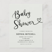 Eenvoudig minimalistisch script hart Baby shower Briefkaart (Voorkant)