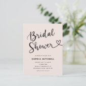 Eenvoudig Minimalistisch Script Hart Bruidsfeest Briefkaart (Staand voorkant)