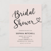 Eenvoudig Minimalistisch Script Hart Bruidsfeest Briefkaart (Voorkant)