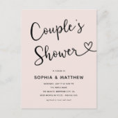 Eenvoudig minimalistisch script hart koppels douch briefkaart (Voorkant)