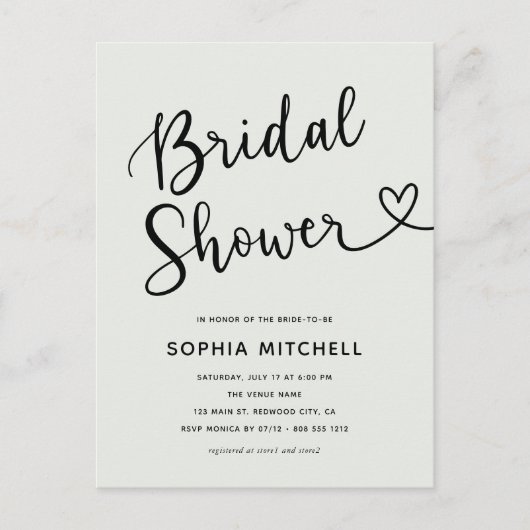 Eenvoudig minimalistisch script hart Vrijgezellenf Briefkaart (Voorkant)