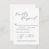 Eenvoudig minimalistisch script kiezen RSVP kaartje (Voorkant / Achterkant)