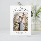 Eenvoudig minimalistisch script met hart bruiloft  bedankkaart (Staand voorkant)