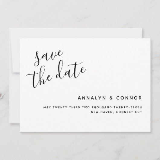 Eenvoudig minimalistisch script | Modern Elegant W Save The Date (Voorkant)