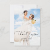 Eenvoudig minimalistisch script Moderne bruiloft 2 Bedankkaart (Voorkant)