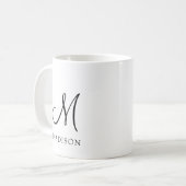 Eenvoudig minimalistisch script monogram koffiemok (Voorkant links)