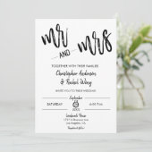 Eenvoudig minimalistisch script Mr. en Mrs Wedding Kaart (Staand voorkant)