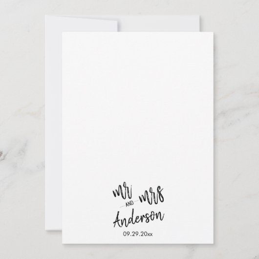 Eenvoudig minimalistisch script Mr. en Mrs Wedding Kaart (Achterkant)