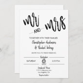 Eenvoudig minimalistisch script Mr. en Mrs Wedding Kaart (Voorkant / Achterkant)