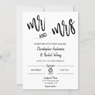 Eenvoudig minimalistisch script Mr. en Mrs Wedding Kaart