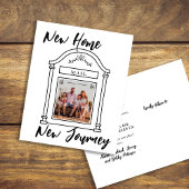 Eenvoudig minimalistisch script nieuwe home foto-v aankondigingskaart