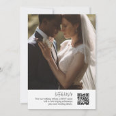 Eenvoudig, minimalistisch script - QR - BW trouwfo Kaart (Achterkant)