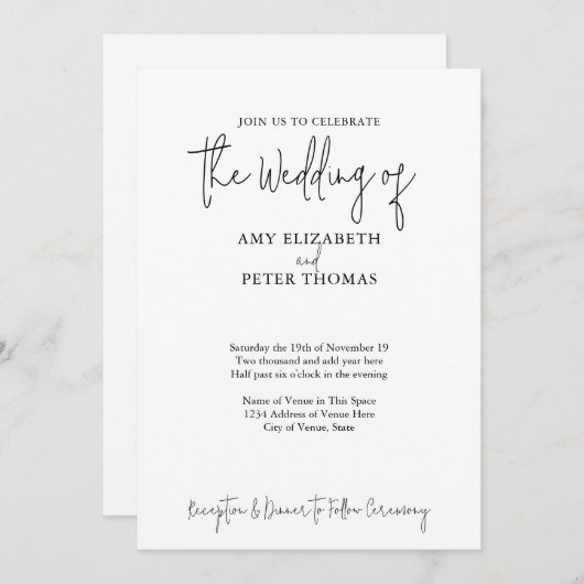 Eenvoudig, minimalistisch script - QR-code - BW We Kaart (Voorkant / Achterkant)