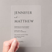 Eenvoudig minimalistisch script Transparante bruil Acryl Uitnodigingen (Insitu (Draagbaar))