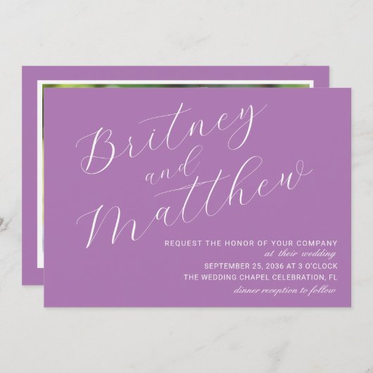 Eenvoudig minimalistisch script voor fotolavender  kaart (Voorkant / Achterkant)