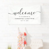 Eenvoudig Minimalistisch Script Welkom op het Huwe Spandoek (Insitu)